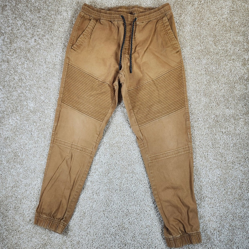 Tony Hawk Joggers Moto Ribbed Knee Tan Brown Cotton Blend Streetwear Mens M - Picture 2 of 5